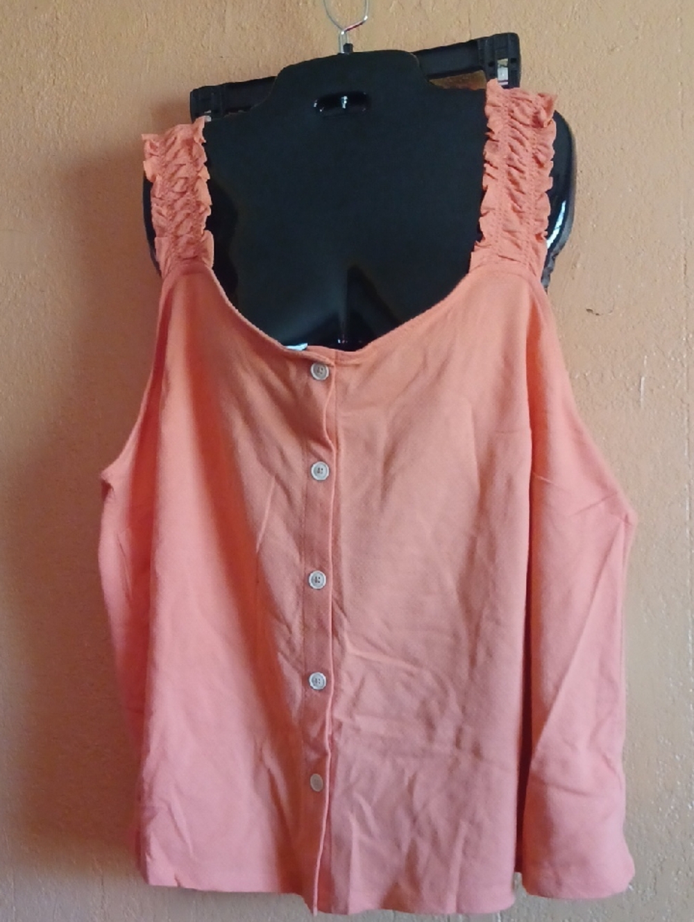 a.n.a Coral Button-Back Tank Top with Ruching Straps Size 3X